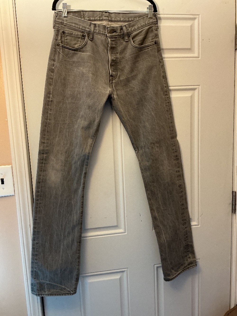 Men’s Levis 501 Jeans 32x36 Gray Button Fly Straight Denim Casual